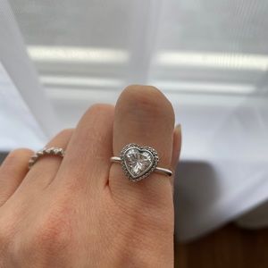 Sterling silver Pandora heart ring